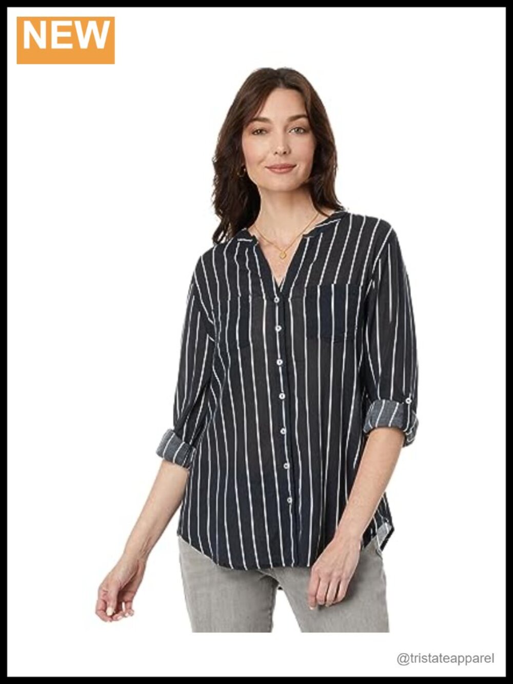 Carve Designs Dylan Gauze Tunic 3/4 Sleeve Button Front V-Neck Womens